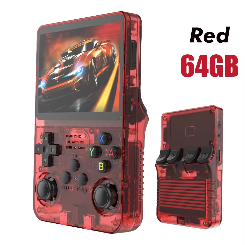 NEW Red 128GB Retro Handheld Video Game Console Linux System 3.5 Inch IPS Screen Portable Pocket 64GB Gaming Boys Gift