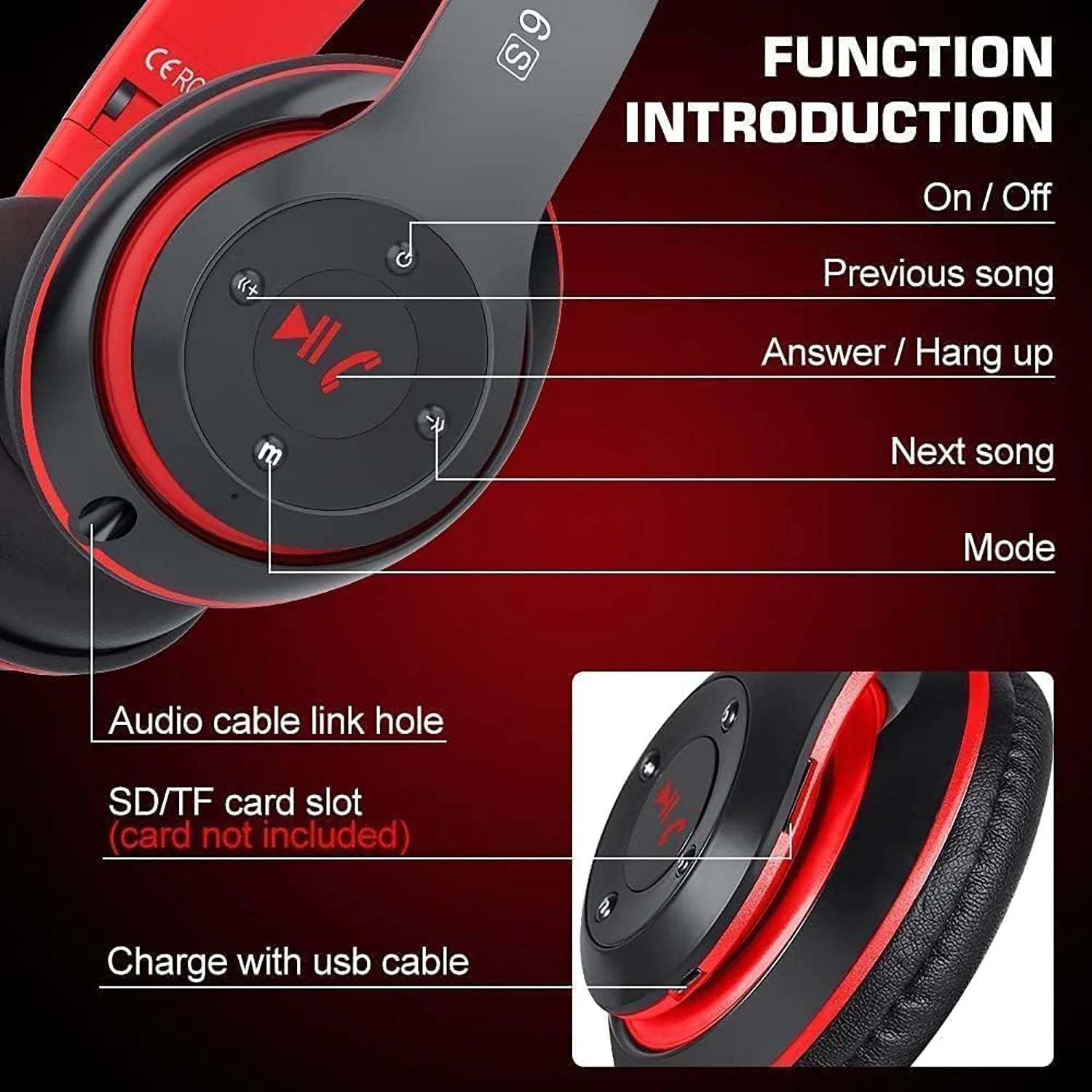 True Wireless Bluetooth Over-Ear Headphones, Black & Blue