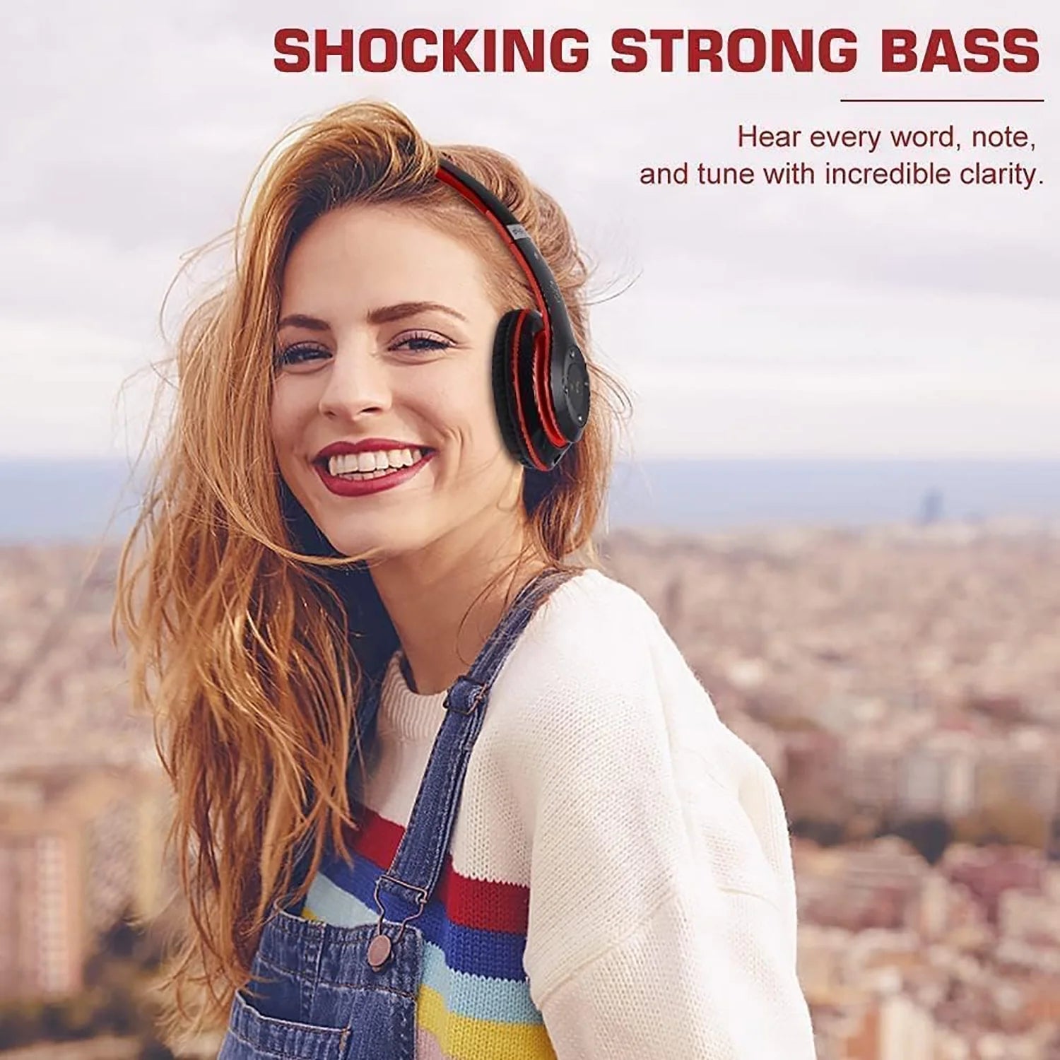 True Wireless Bluetooth Over-Ear Headphones, Black & Blue